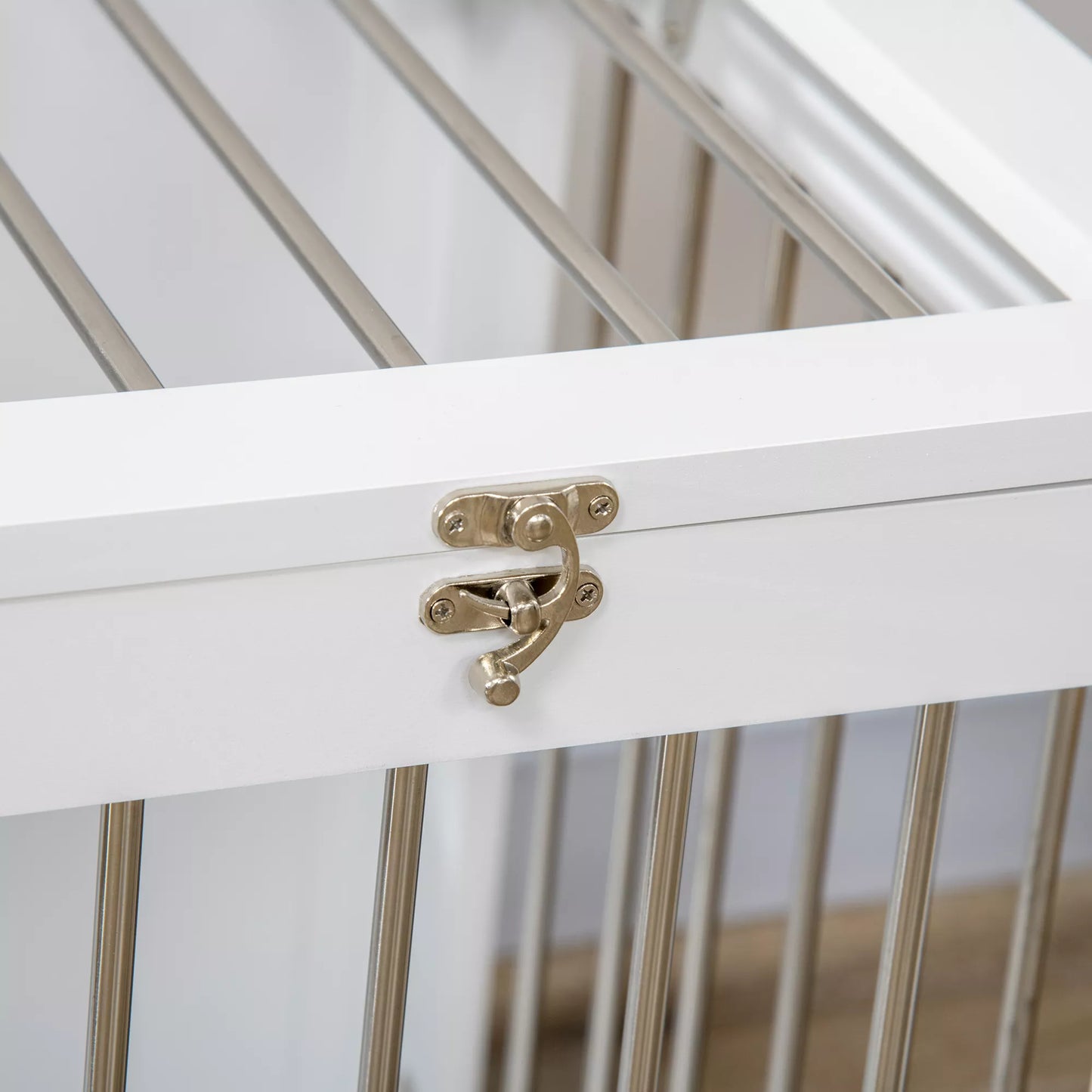 Suņu būris ar 2 durvīm, suņu būris, slēdzams, tērauda režģis, 80 cm x 50 cm x 56,5 cm, balts + sudrabs