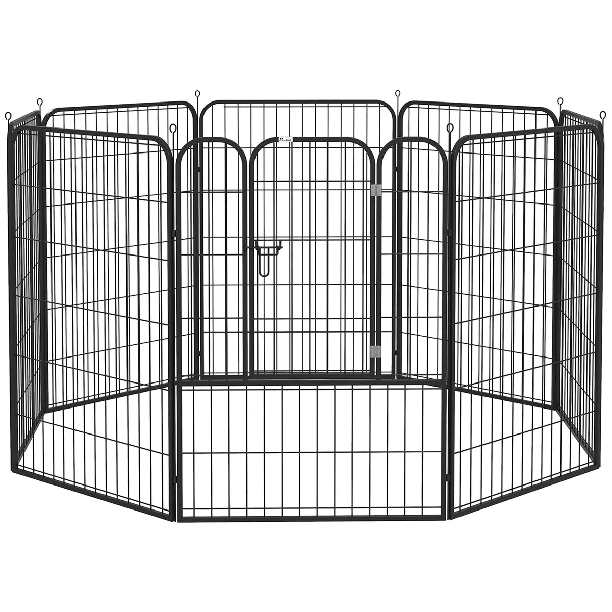 Kucēnu aploks, 8 daļas, 100 cm augsts, ar slēdzamām durvīm, tērauda suņu aploks lieliem suņiem, lietošanai iekštelpās un ārā, pelēks