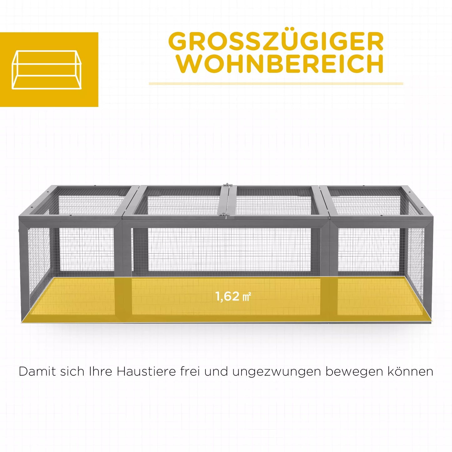 Pawhut Aptvaras smulkiems gyvūnams, atlenkiamas stogas, eglės mediena, pilkas