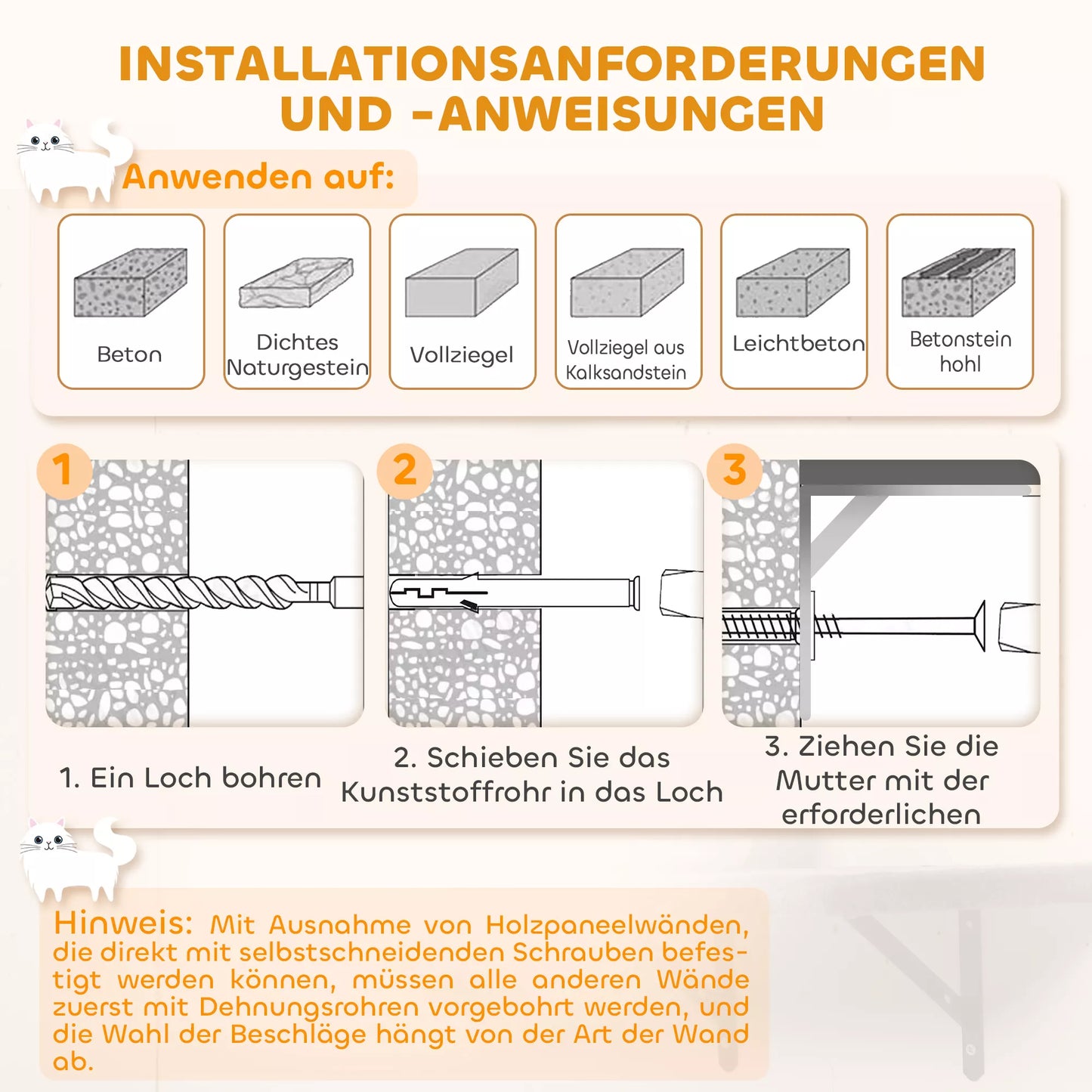 Pie sienas stiprināms kaķu skrāpējamo stabu komplekts ar sizala skrāpējamām virsmām, 4 daļas, 1-3 kaķiem, bēšs