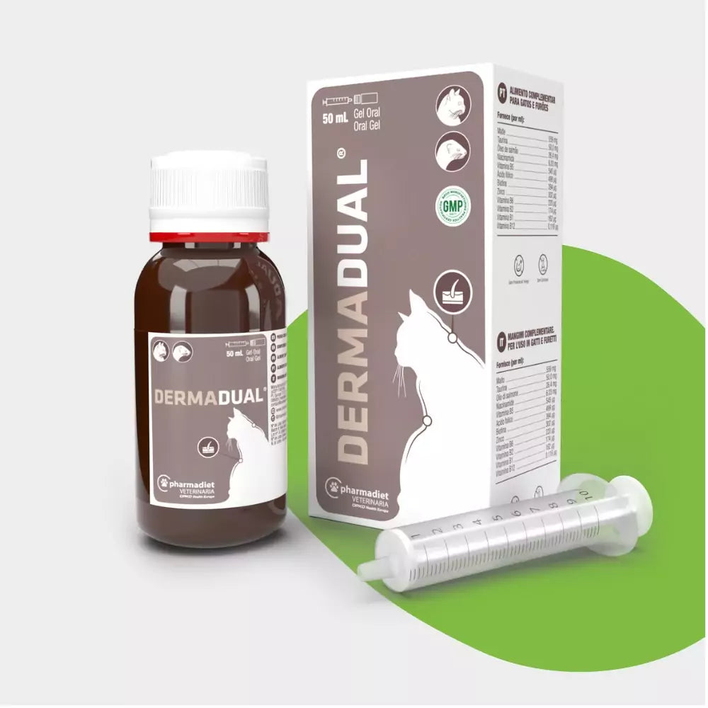 Dermadual Pašaro papildai katėms esant maisto medžiagų trūkumui 50 ml