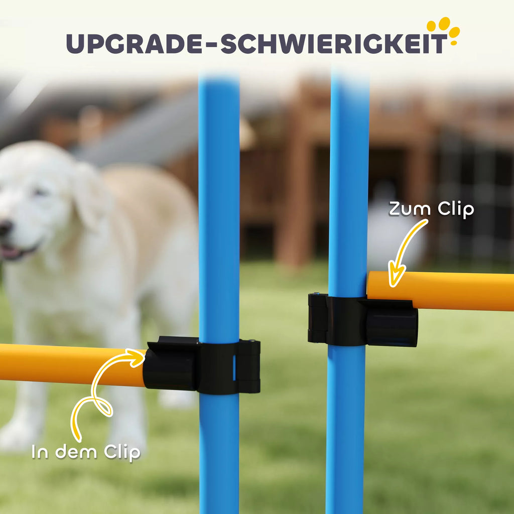 Agility rinkinys šunims, 7 dalys. Agility įranga šunų dresūrai. Sudedamų kliūčių rinkinys žaidimams ir treniruotėms.