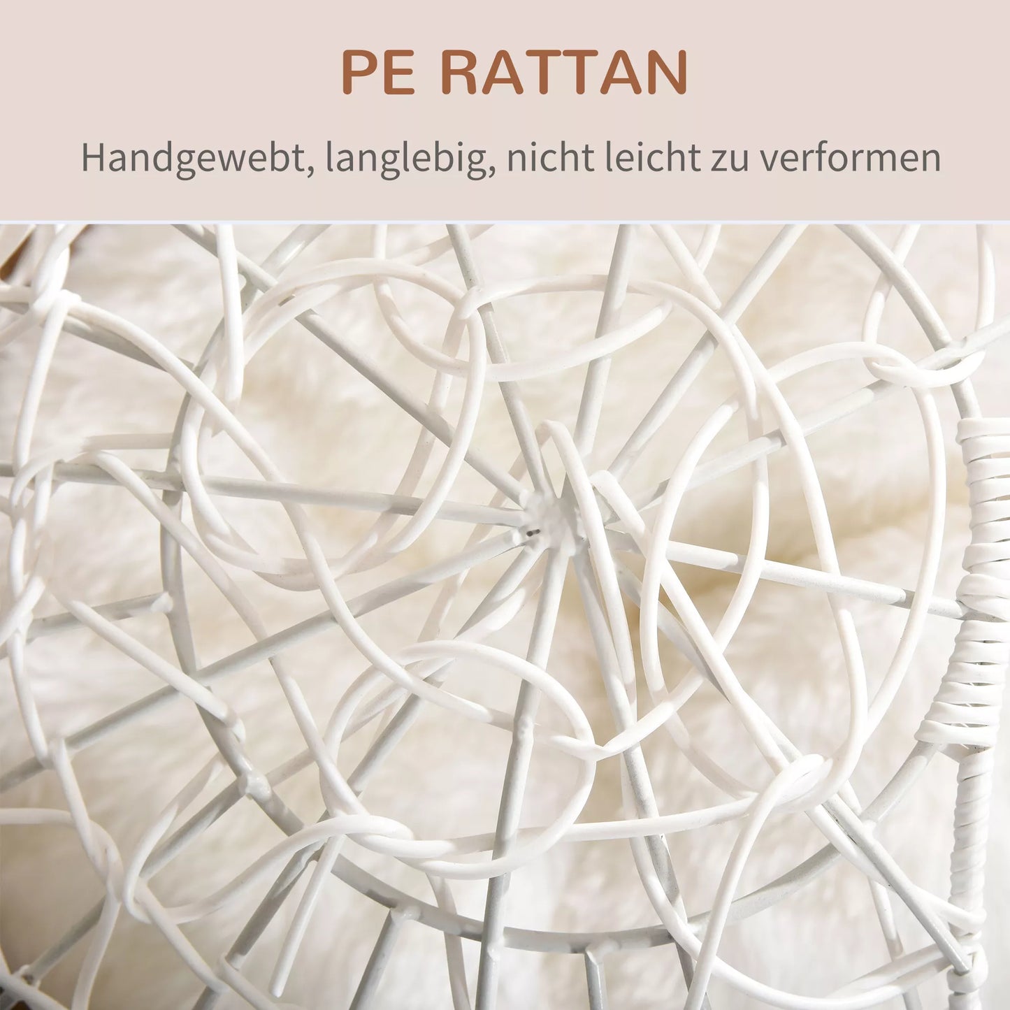 PawHut Rotango katės lova/namelis su pagalvėle, paaukštintas dizainas, augintinio lova, kreminės baltos spalvos, Ø45 x 57A cm