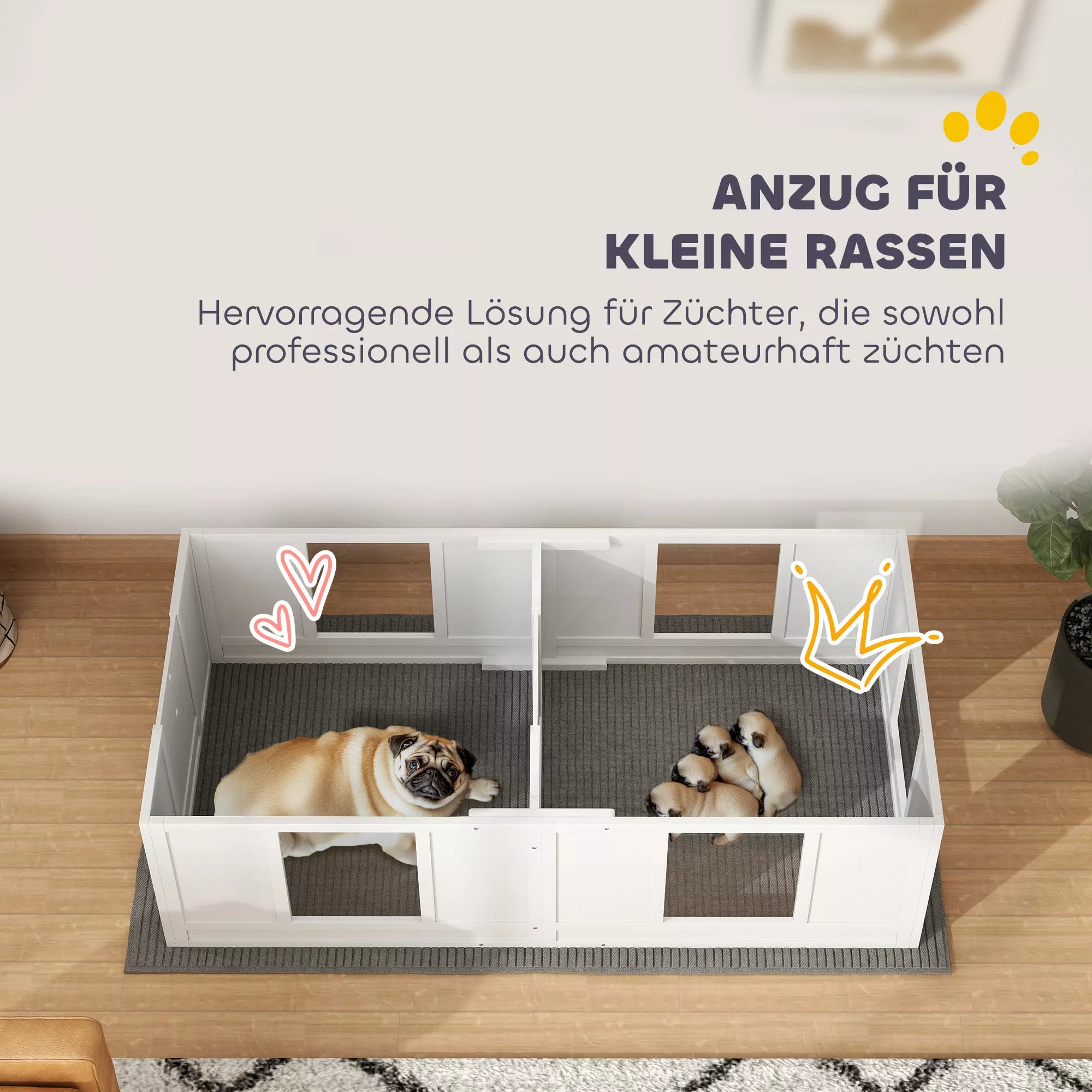 Kucēnu rotaļu laukums suņiem, ar caurspīdīgiem paneļiem, 2 nodalījumu dizains, maziem suņiem