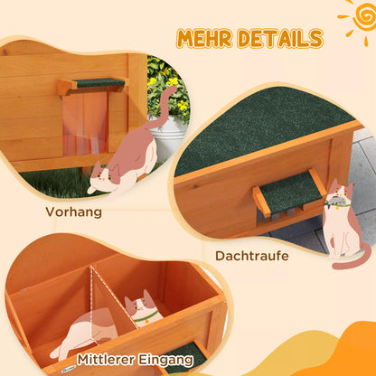 Outdoor cat house, cat hutch, weatherproof, 1 window, 1 entrance, 85 x 50 x 68.5 cm, Orange+Green