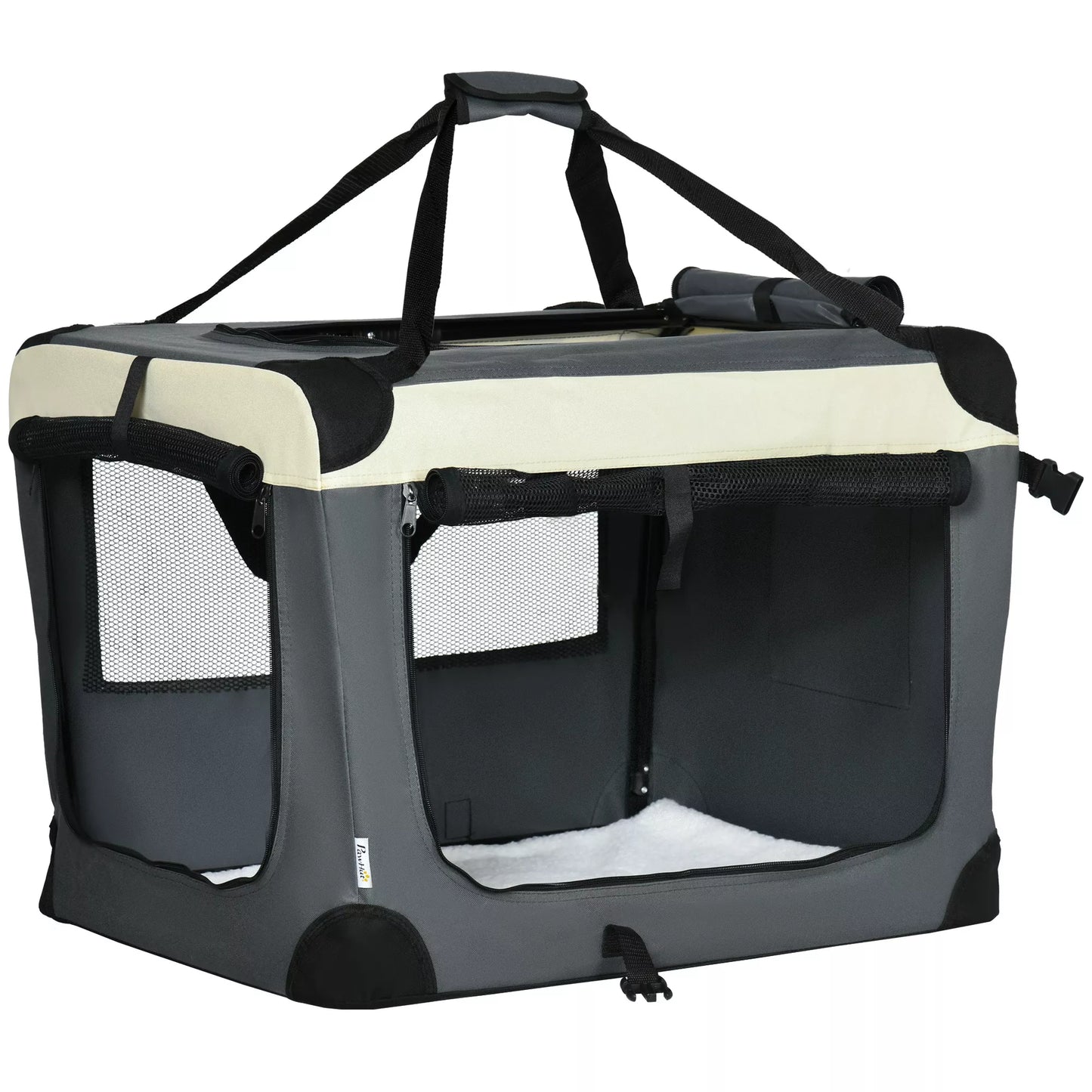 Transport bag, transport box for cats and small dogs, foldable, 3 doors, gray, 70 x 51 x 50cm