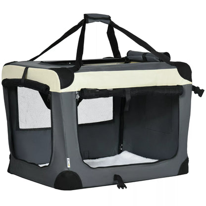 Transport bag, transport box for cats and small dogs, foldable, 3 doors, gray, 70 x 51 x 50cm
