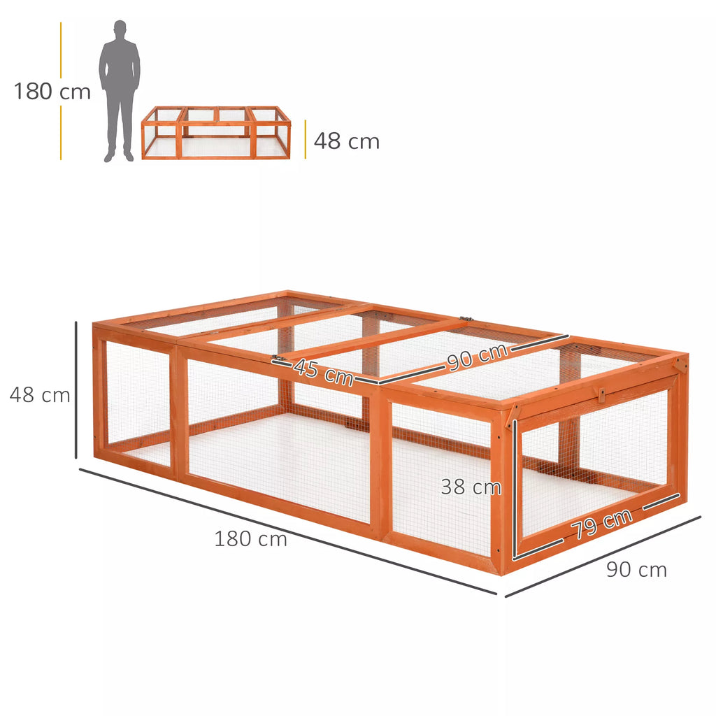 Āra aploks maziem dzīvniekiem, izvelkams jumts, egles koksne, oranža pawhut