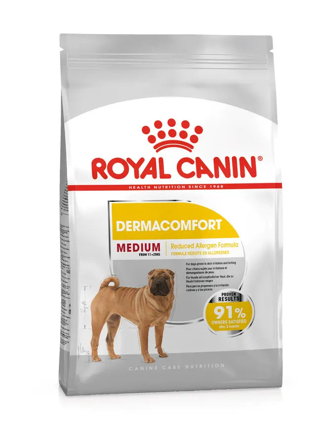 Royal Canin Dog Dermacomfort Medium  visavertis pašaras šunims linkusiems į odos sudirginimą ir niežėjimą.