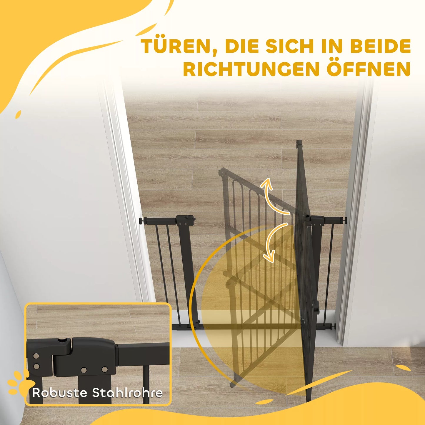 Apsauginiai varteliai šuniui, 76-104 cm, montuojami be gręžimo, varteliai laiptams