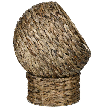 Rattan cat basket, cave, house, bed with cushion, pet bed, water hyacinth, coffee, 40 x 37 x 51 cm