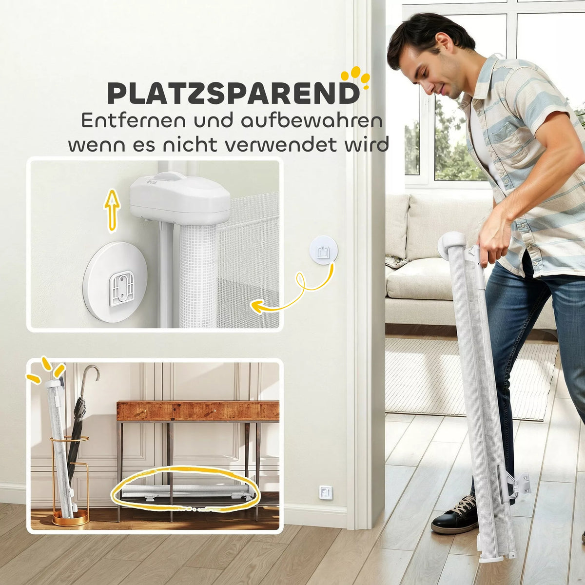 Izvelkami metāla aizsargvārtiņi suņiem, 0–140 cm, balti