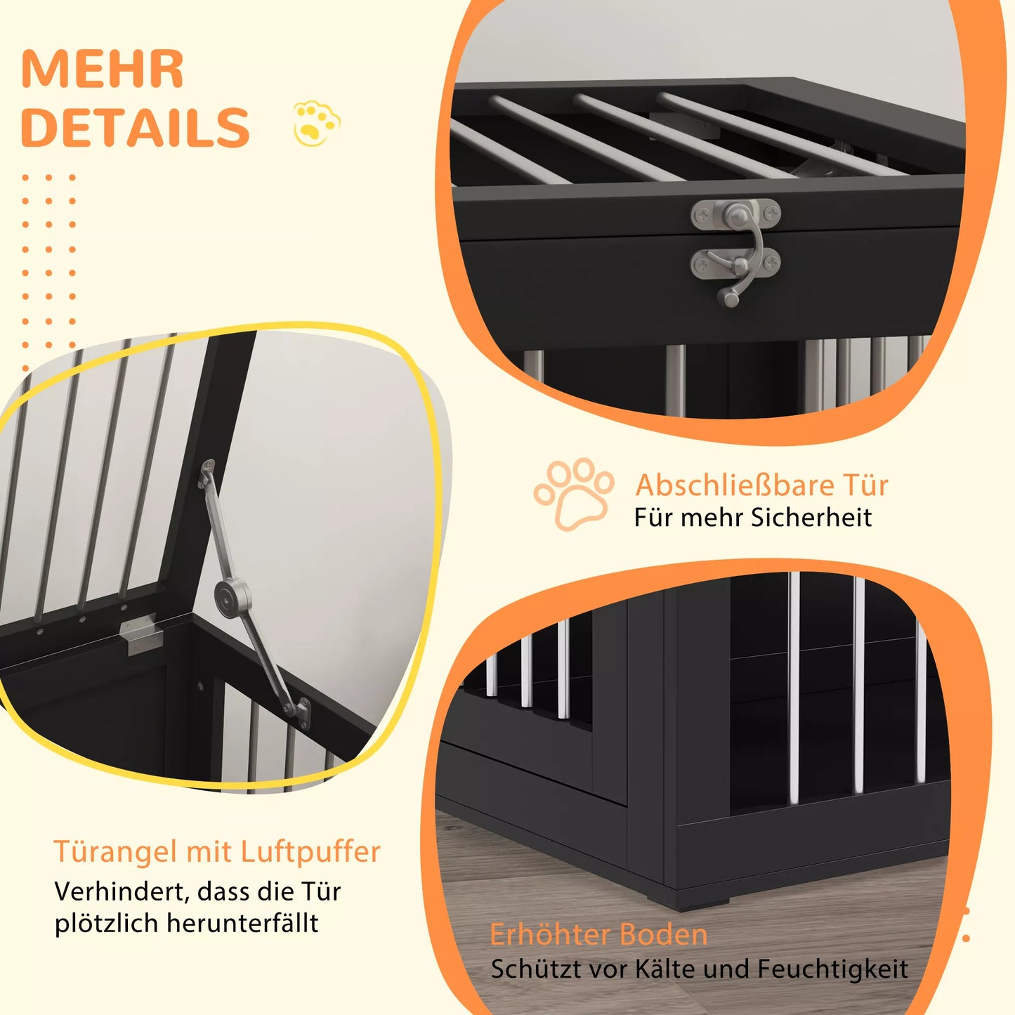 Dog cage Dog crate Dog transport box, 2 doors, lockable, steel grid, 80 cm x 50 cm x 56.5 cm, Black