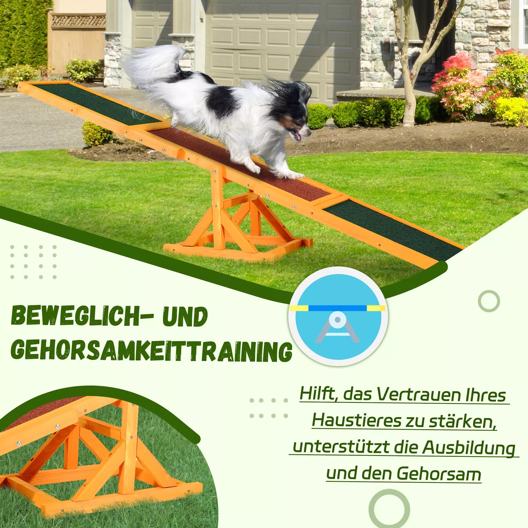 Šunų balansyras Agility treniruotėms, neslystantis, atlaiko iki 50 kg, 180 x 30 x 30 cm