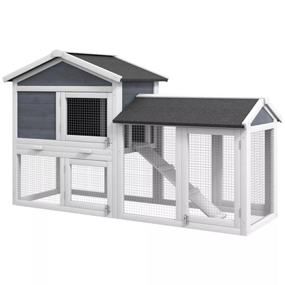 Small animal enclosure with free space, spruce wood, 147 x 54 x 84 cm, gray