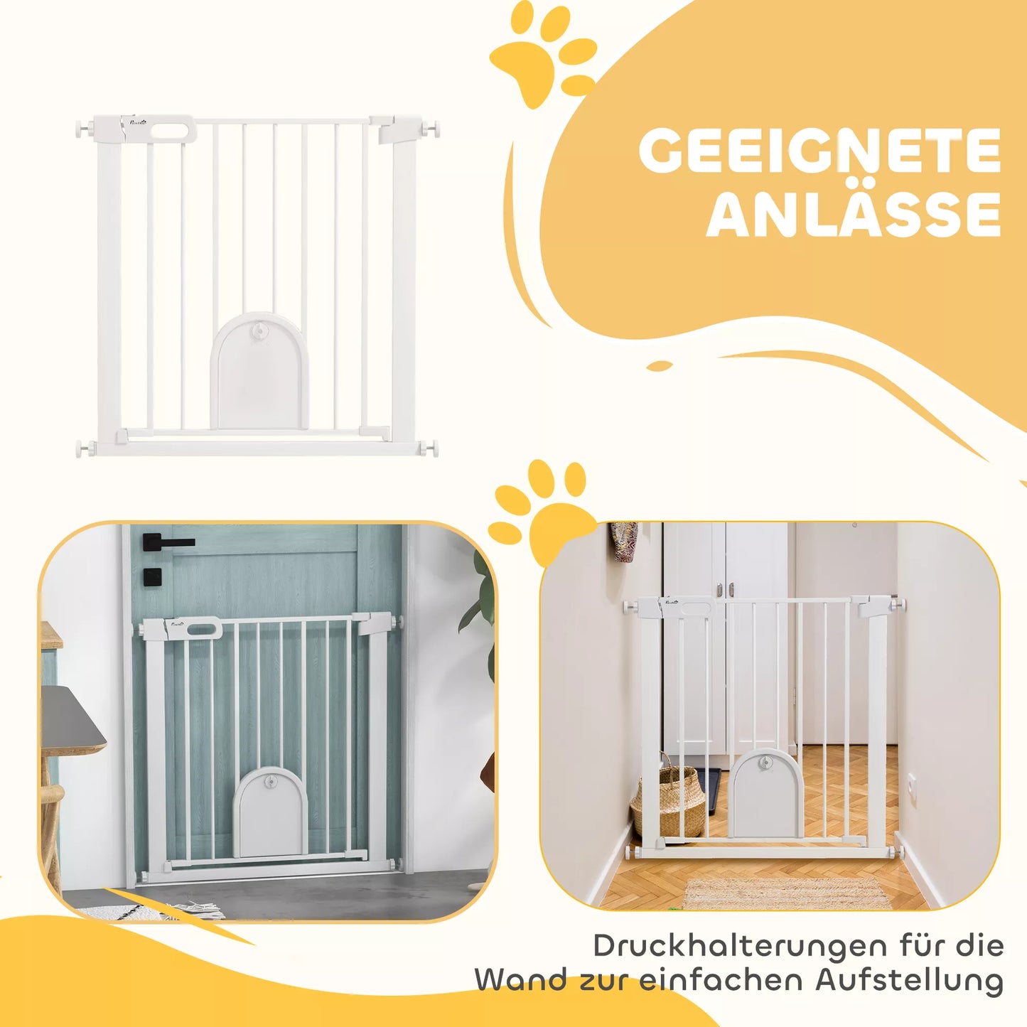 Reguliuojami apsauginiai varteliai gyvūnams su mažu praėjimu, metaliniai, plastikiniai, balti