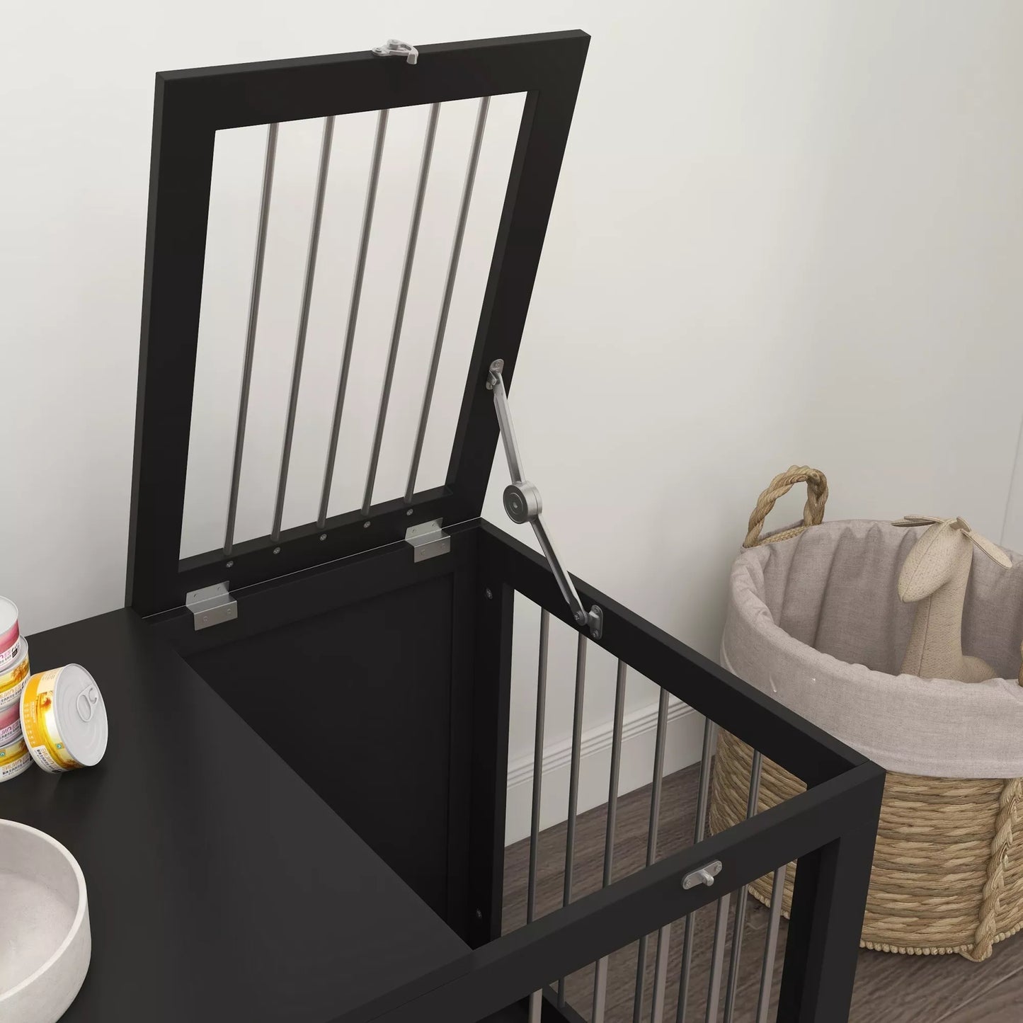 Dog cage Dog crate Dog transport box, 2 doors, lockable, steel grid, 80 cm x 50 cm x 56.5 cm, Black