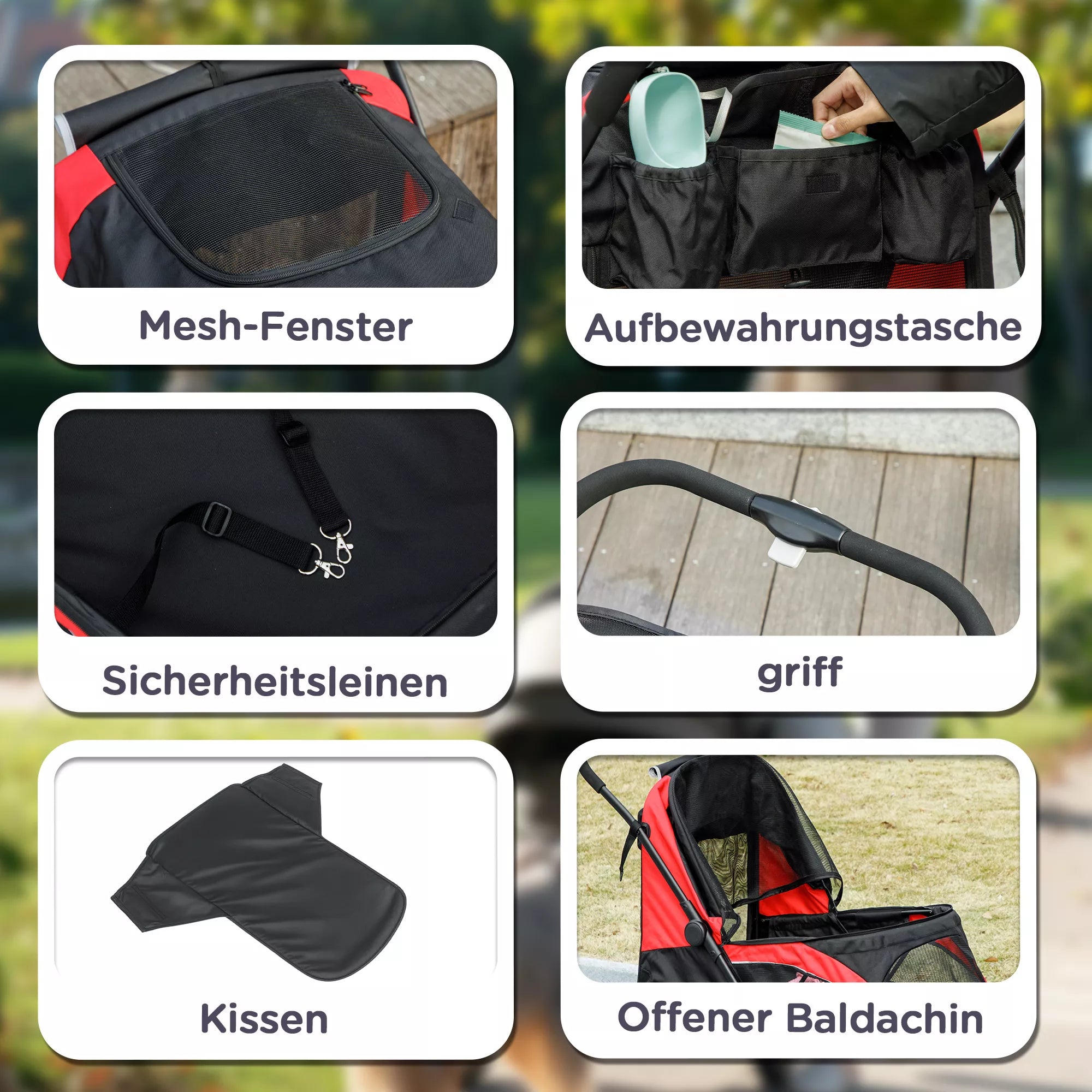 Šunų vežimėlis, sulankstomas šunų vežimėlis dideliems šunims, keturratis naminių gyvūnų vežimėlis, saugos diržai, stabdžiai, juodos spalvos