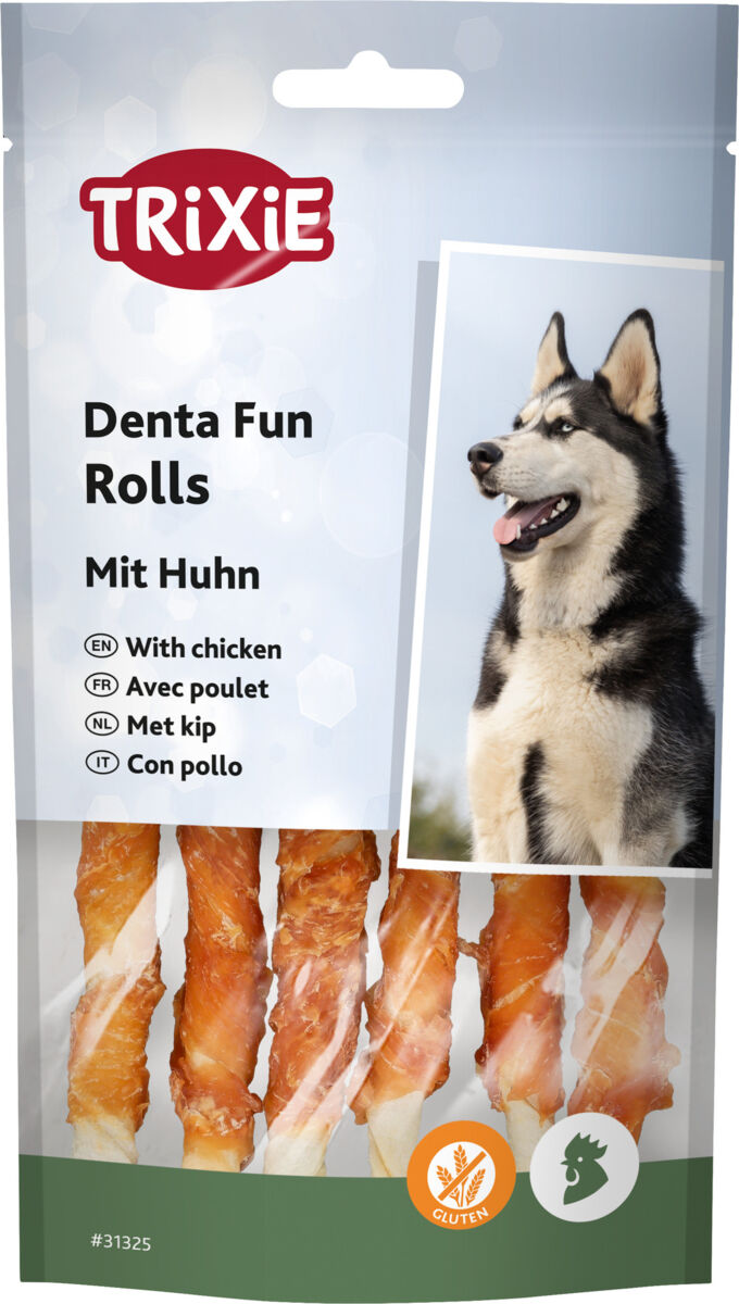 TRIXIE Denta Fun skanėstai šunims, kramtomi vištienos suktinukai 70 g