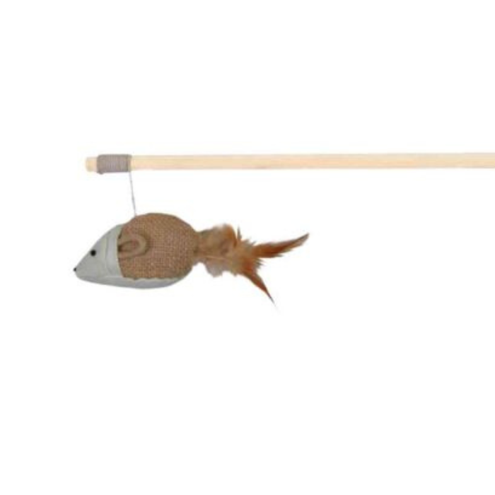 TRIXIE Meškerė su pele ir plunksnomis, medis/džiutas, 50 cm iš arti