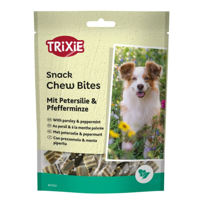 TRIXIE kramtomieji skamėstai šunims Denta Fun Chew Bites, petražolės/pipirmėtės, 150 g nauja pakuotė