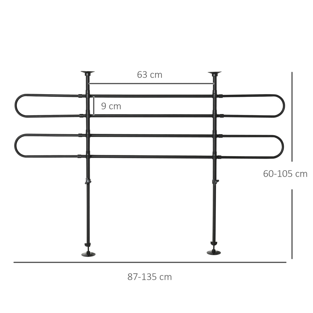 Apsauginės grotelės šunims į automobilį, reguliuojamos 87–135 cm pločio ir 60–105 cm aukščio, juodos
