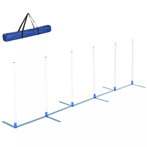 Agility rinkinys šunims, 6 dalių agiliti įranga šunų dresūrai, sulankstomas, su šuolių kartuvėmis ir 6 slalomų kartuvėmis, nešiojimo krepšys, treniruočių priedas, koordinacijos treniruotės, agiliti rinkinys žaidimams ir treniruotėms