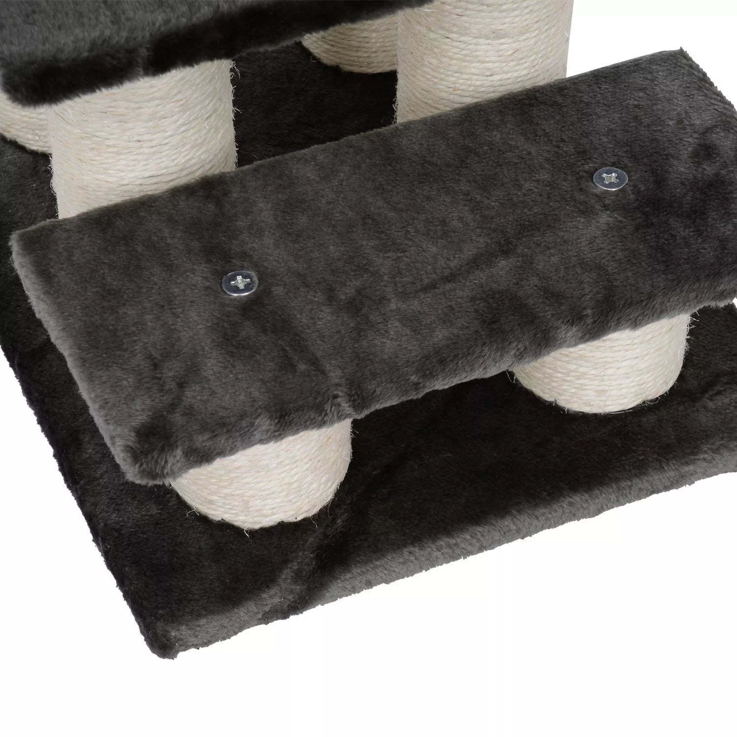 Suņu pakāpieni, 3 pakāpieni, 34 cm augsti mājdzīvnieku pakāpieni suņiem, kaķiem, ar skrāpēšanas stabu, suņu rampu, iekāpšanas palīglīdzekli gultai, dīvānam, matracim, tumši pelēki