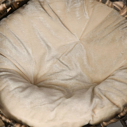 Rattan Cat House with Cushion, Cat Bed with Raised Legs, Brown, Ø52 x 58 cm