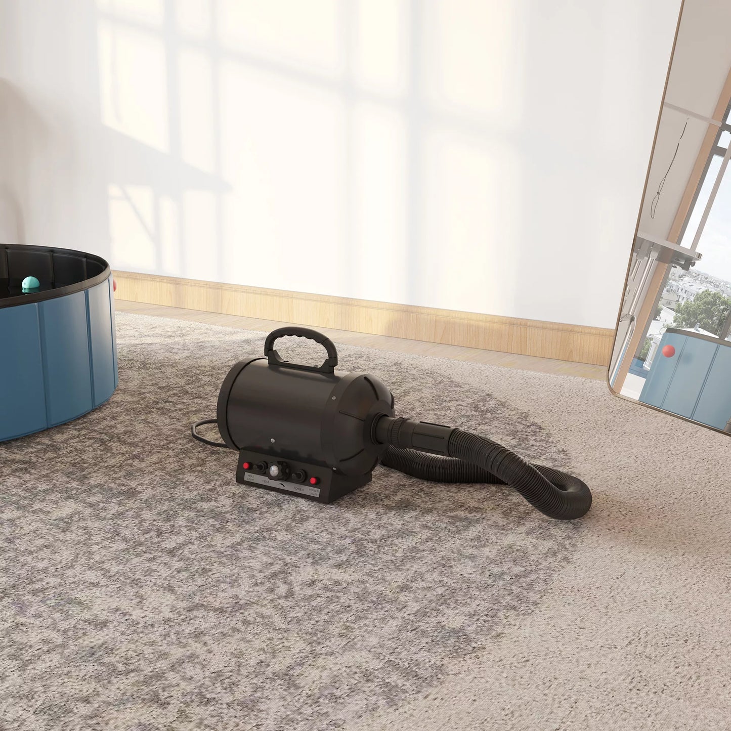 PawHut Profi Profesionali šunų ir gyvūnų džiovykla, tylioji, 2800W, metalinė, juoda, 40 x 16 x 20 cm