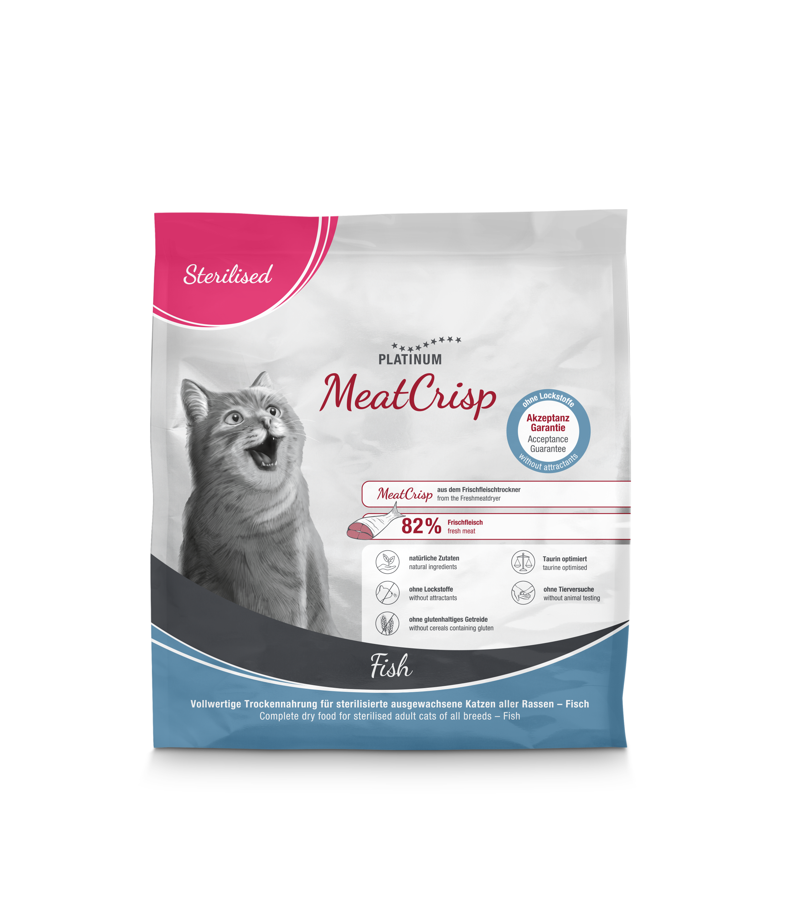 Platinum MeatCrisp sausā barība sterilizētiem kaķiem ar zivīm