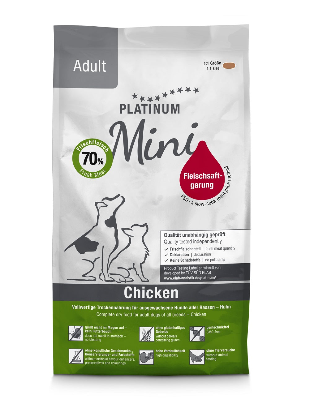 Platinum Adult Mini sausas pašaras mažų veislių šunims su vištiena 900 g