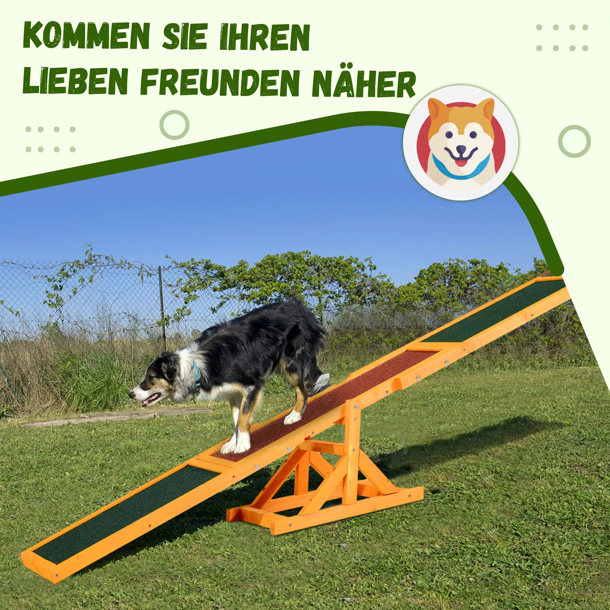 Šunų balansyras Agility treniruotėms, neslystantis, atlaiko iki 50 kg, 180 x 30 x 30 cm