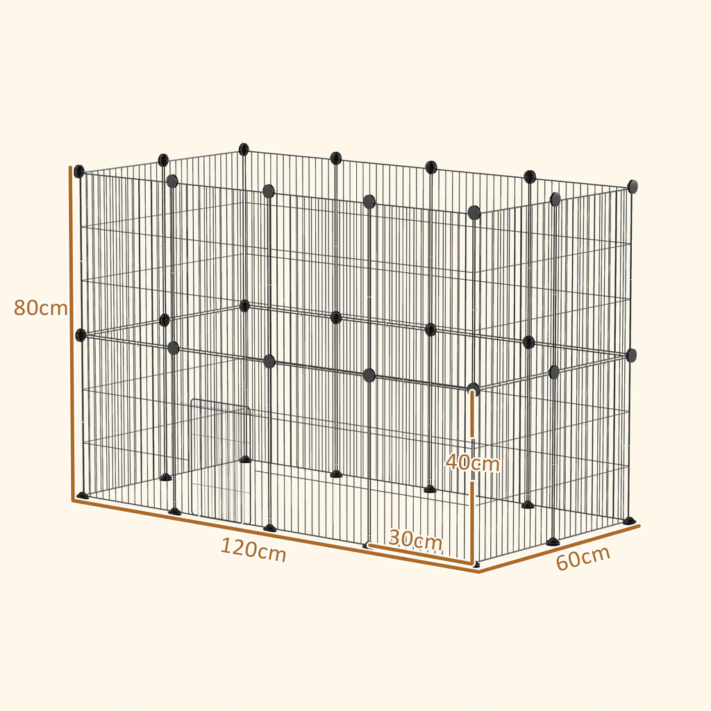 Narvelis smulkiems gyvūnams, lauko aptvaras, modulinė konstrukcija, 0,72 m² plotas, plienas, juodas