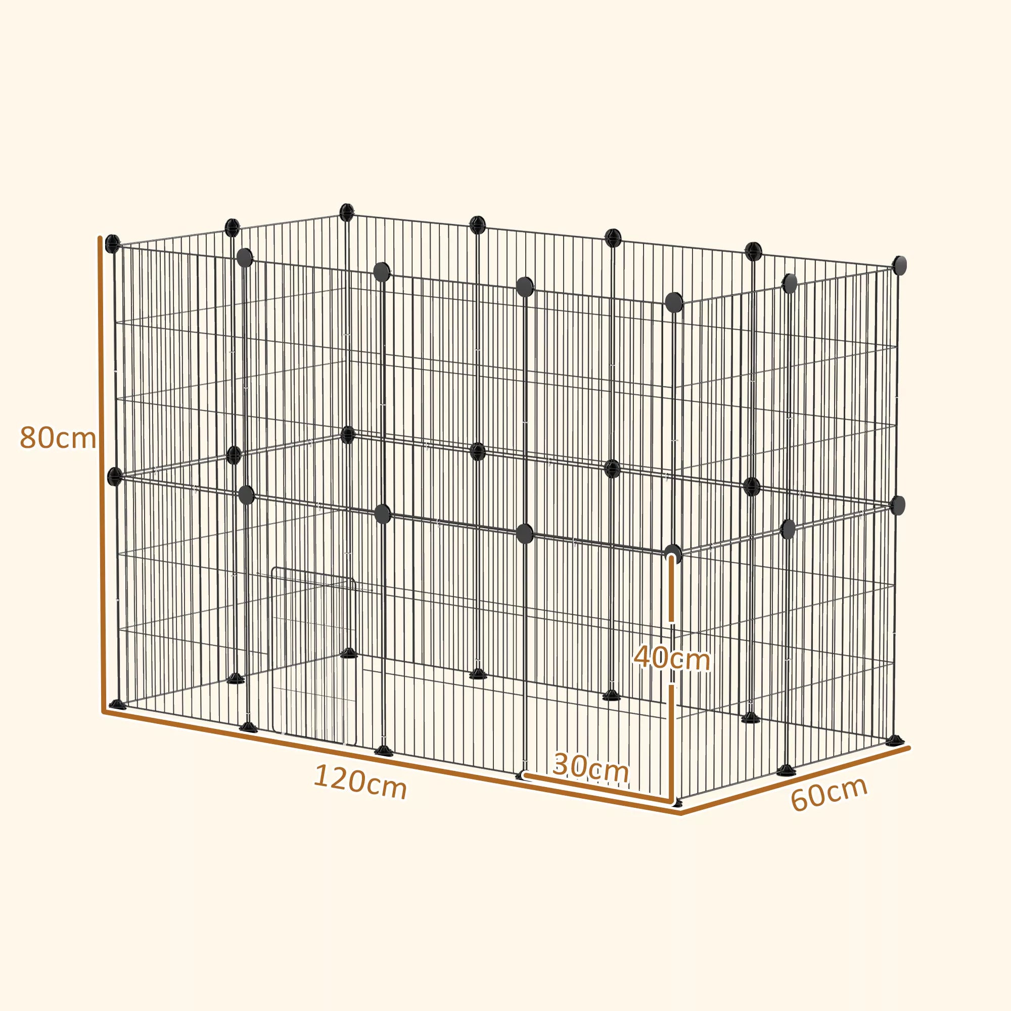 Narvelis smulkiems gyvūnams, lauko aptvaras, modulinė konstrukcija, 0,72 m² plotas, plienas, juodas