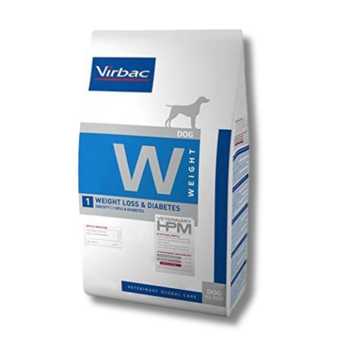 Virbac HPM W1 Weight Loss & Diabetes Dog dietinis sausas pašaras šunims sergantiems diabetu ir turintiems antsvorio