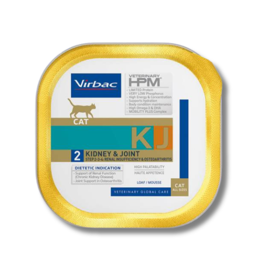 Virbac HPM KJ2 Kidney Joint Support loaf konservai katėms esant inkstų sutrikimams 14x85g
