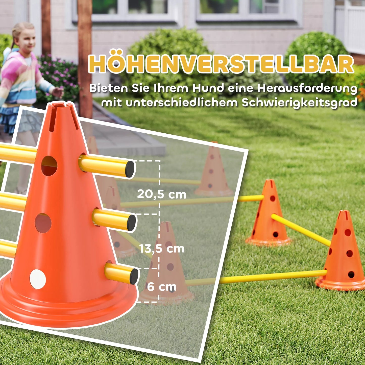 Agility rinkinys šunims, 6 dalių agiliti įranga šunų dresūrai, sudėjamų kliūčių rinkinys su 12 kūgių, 6 barjerų ir nešiojimo krepšiu