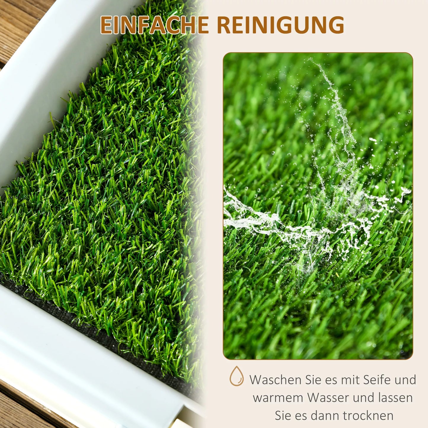 Suņu tualete, kucēnu tualete, 2 slāņi, mākslīgā zāle, atkārtoti lietojama, 63 x 48,5 x 6 cm, zaļa + balta