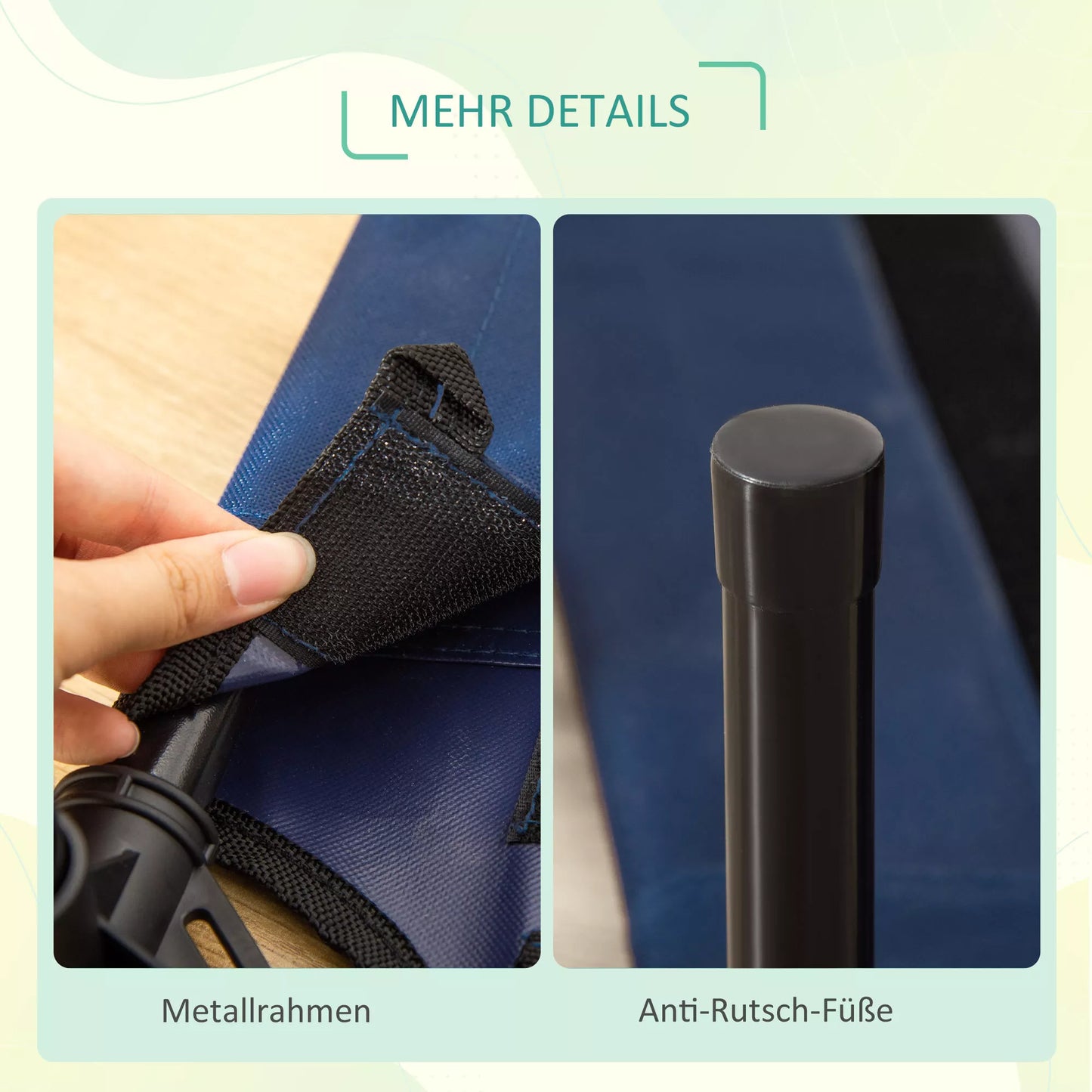 Suņu un kaķu āra gulta, mājdzīvnieku gulta, guļvieta, tērauda rāmis, 600D Oksfordas audums, zila, 76 x 61 x 18 cm