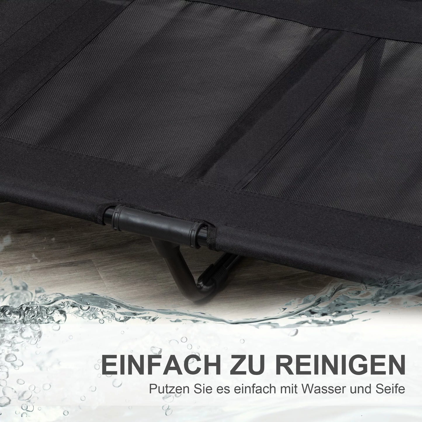 Āra suņu gulta, salokāma, elpojoša, melna