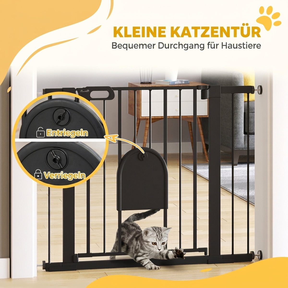 Apsauginiai varteliai durims ir laiptams 75–103 cm, su durelėmis gyvūnams, automatiškai užsidarantys, juodi