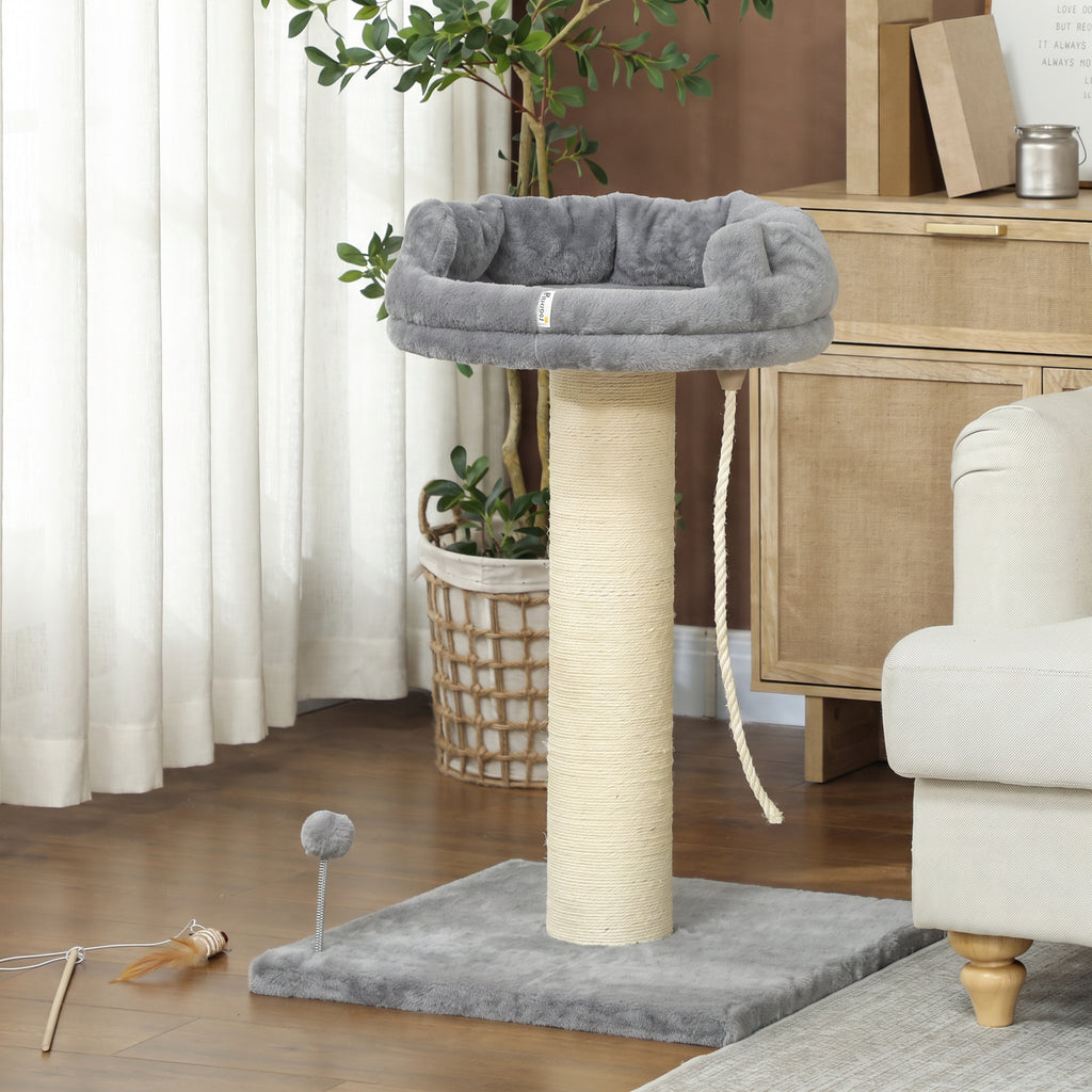 Draskyklė 83 cm su guoliu, sizalio stulpu ir žaislu, katėms iki 6 kg, 55x55 cm, pilka