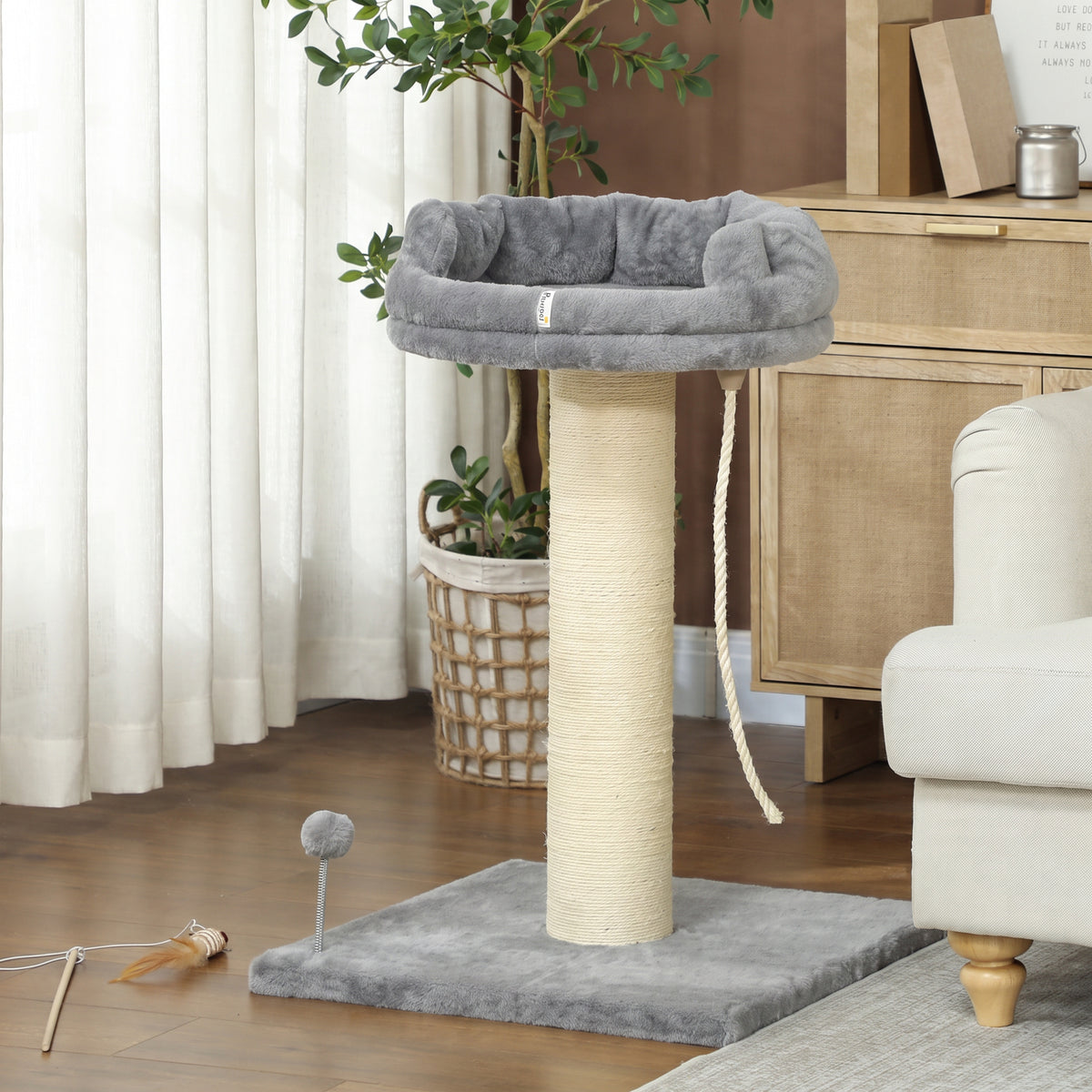 Draskyklė 83 cm su guoliu, sizalio stulpu ir žaislu, katėms iki 6 kg, 55x55 cm, pilka