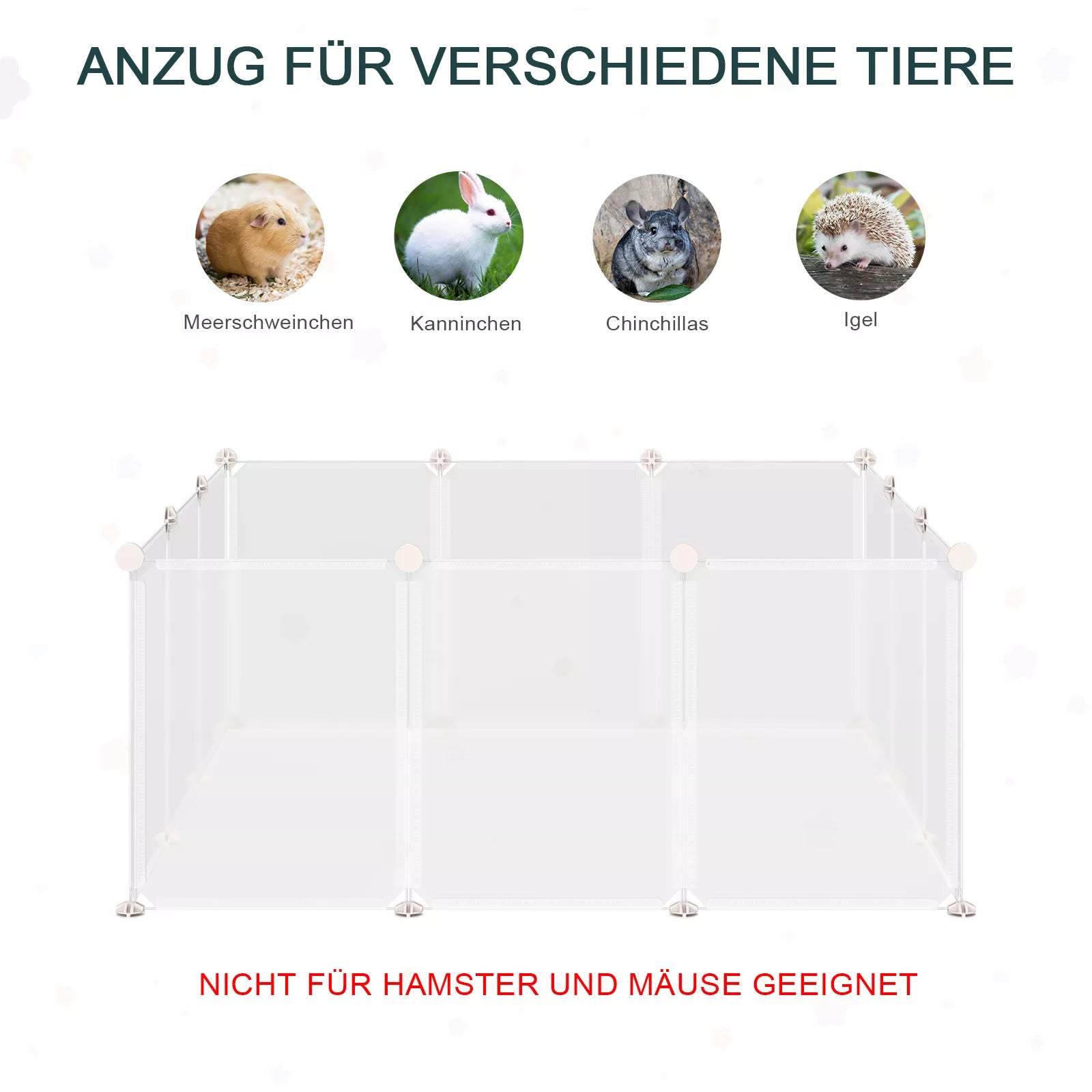 Lauko aptvaras, žaidimų aptvaras, PASIDARYK PATS, grotelių aptvaras, atitvaras smulkiems gyvūnėliams, vidaus aptvaras, 12 skydelių, baltas, metalas, PP derva, 105 x 105 x 45 cm
