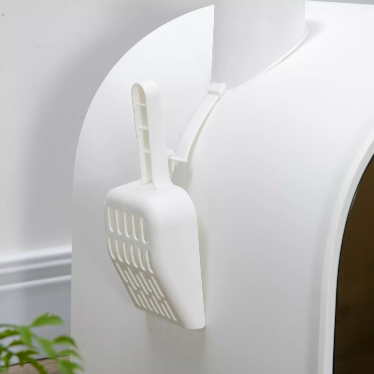 Kačių tualetas su filtru, 1 atsarginiu filtru, 1 grindų kilimėliu, 43 cm x 44 cm x 47 cm, Juoda + Balta PawHut