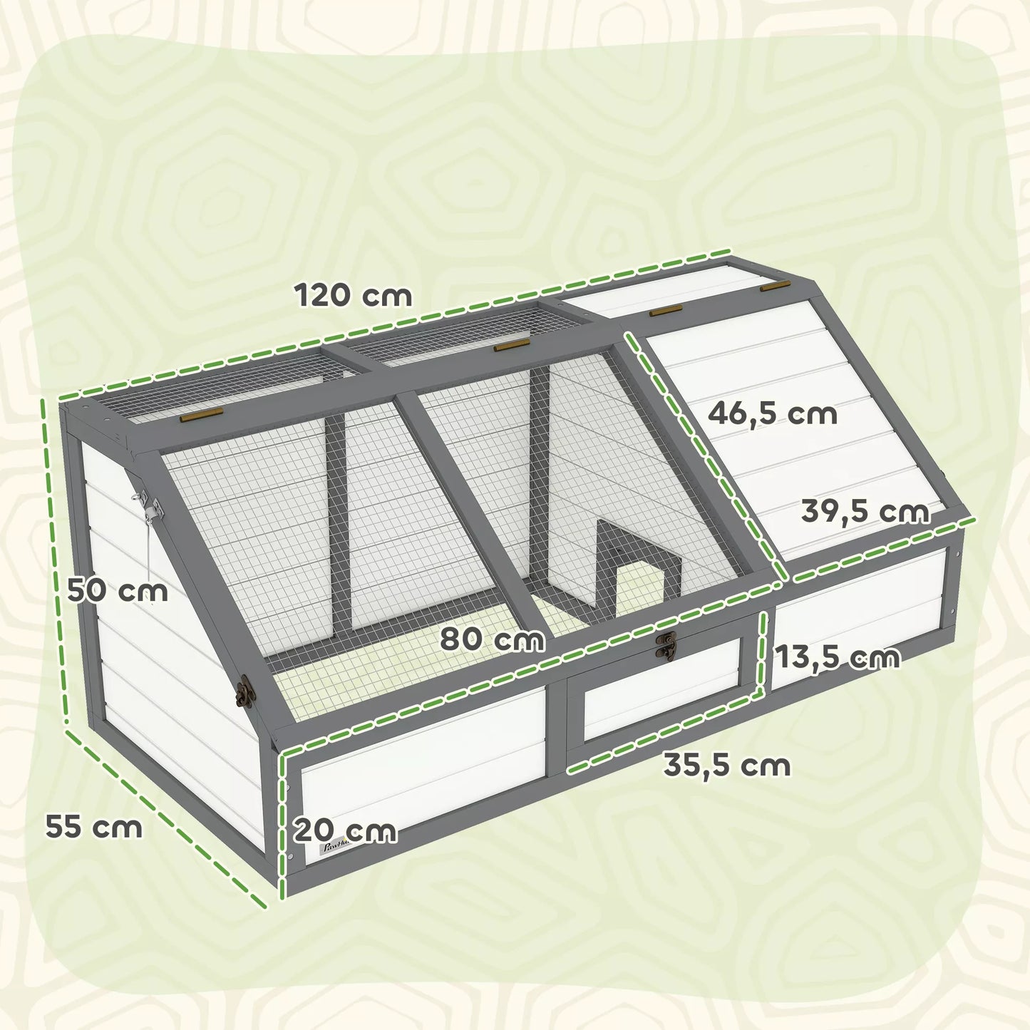 Bruņurupuču kaste, āra bruņurupuču nožogojums, bezdibena dizains, viegli atverams, bruņurupuču māja, balta