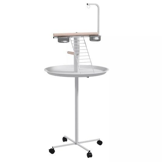 Papagaiļa ligzda, 1 kāpnes, 1 šūpoles, 2 barotavas, 60 x 60 x 138 cm, balta + dabīga