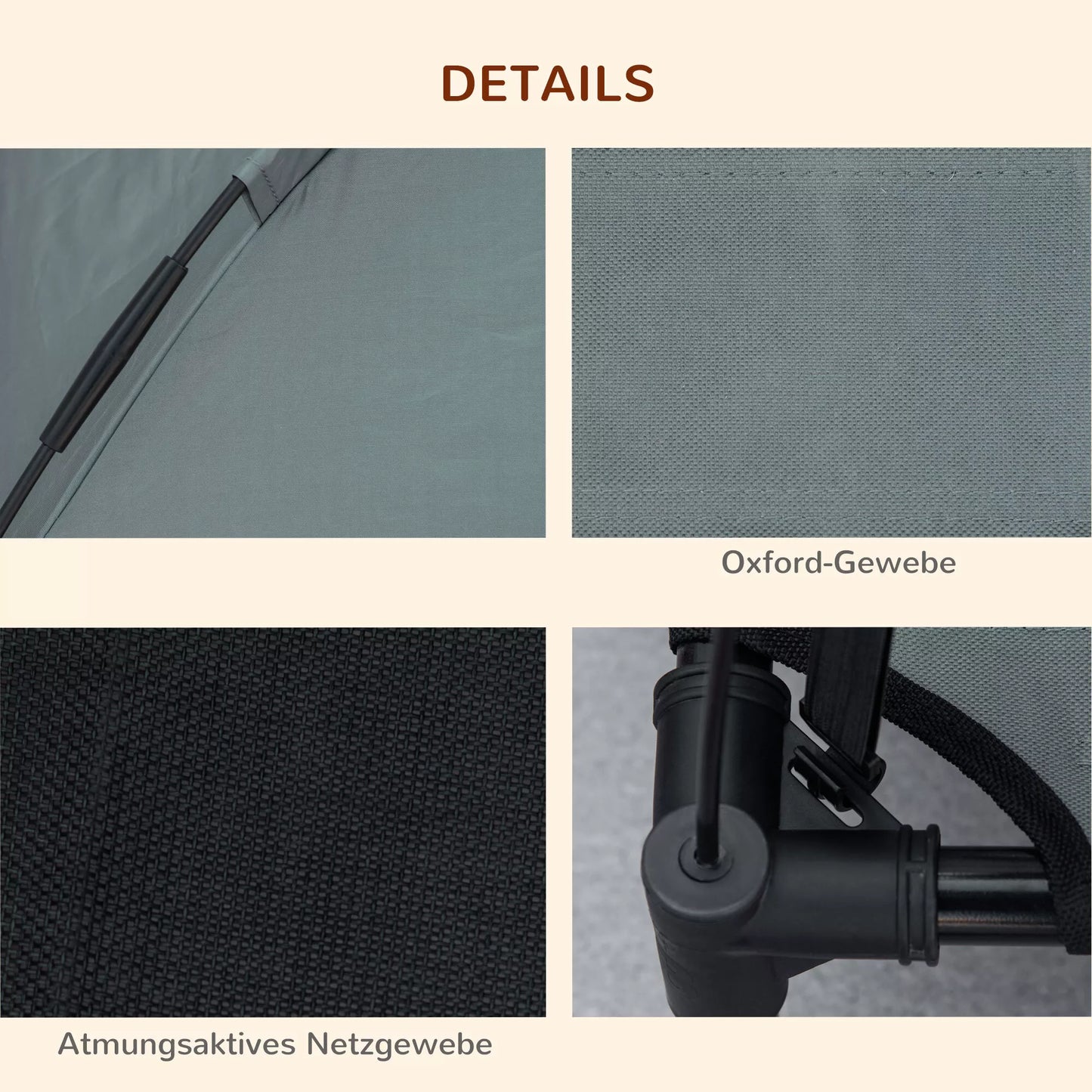 Paaugstināta suņu gulta ar nojumi, mājdzīvnieku gulta, āra suņu gulta ar nojumi, elpojoša, tafta audums, kempingam, pelēka, 61 x 46 x 62 cm