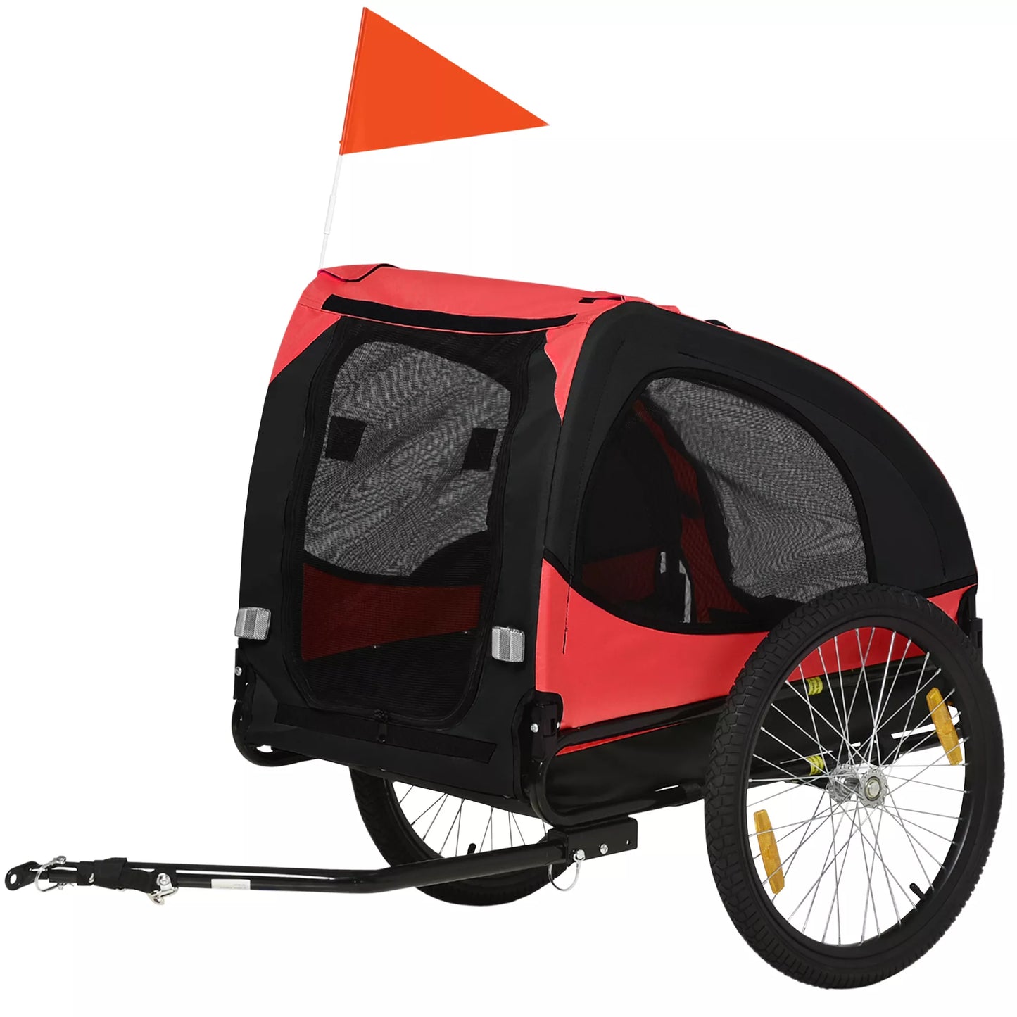 Dog trailer, foldable bike trailer for dogs, waterproof, Oxford cloth, metal, 140 x 71 x 83 cm, Red